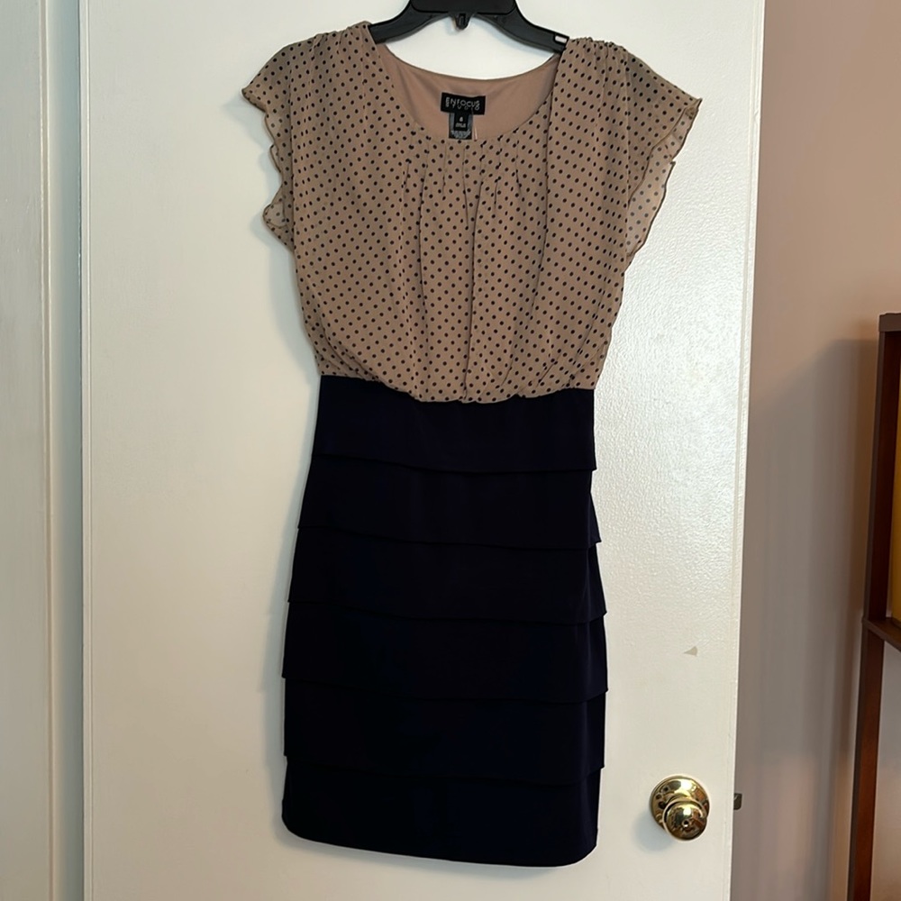 Size 6 Polka Dot and Navy Dress